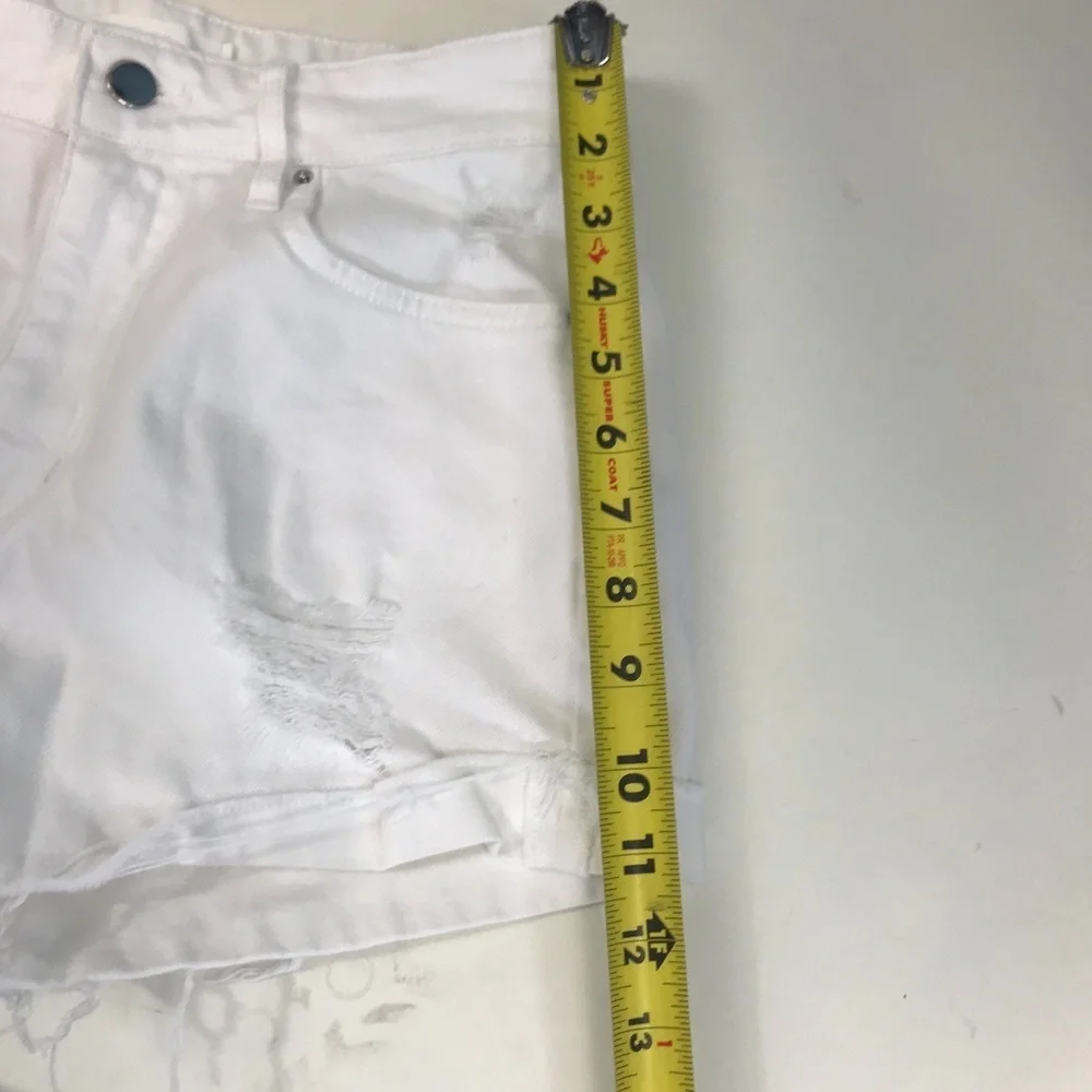 High Rise White denim raw edge cutoff shorts size6
